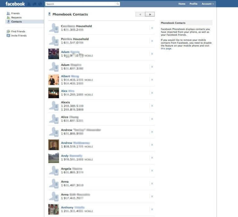 Facebook contacts gmail