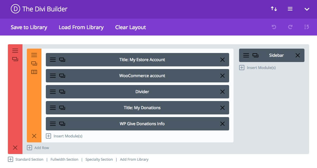 Give wp donation woocommerce account divi page builder