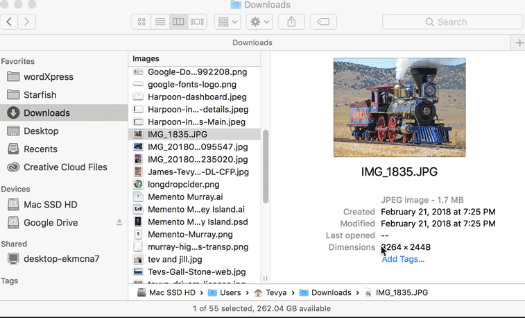 How to find image dimensions macos