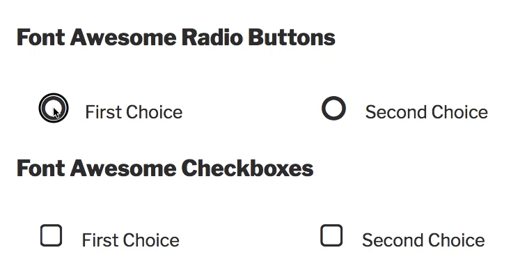 Font awesome checkboxes radio buttons