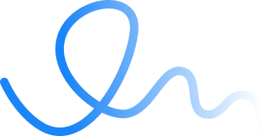 A blue decorative curly line