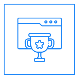A website with good reputation symbolized by a trophy